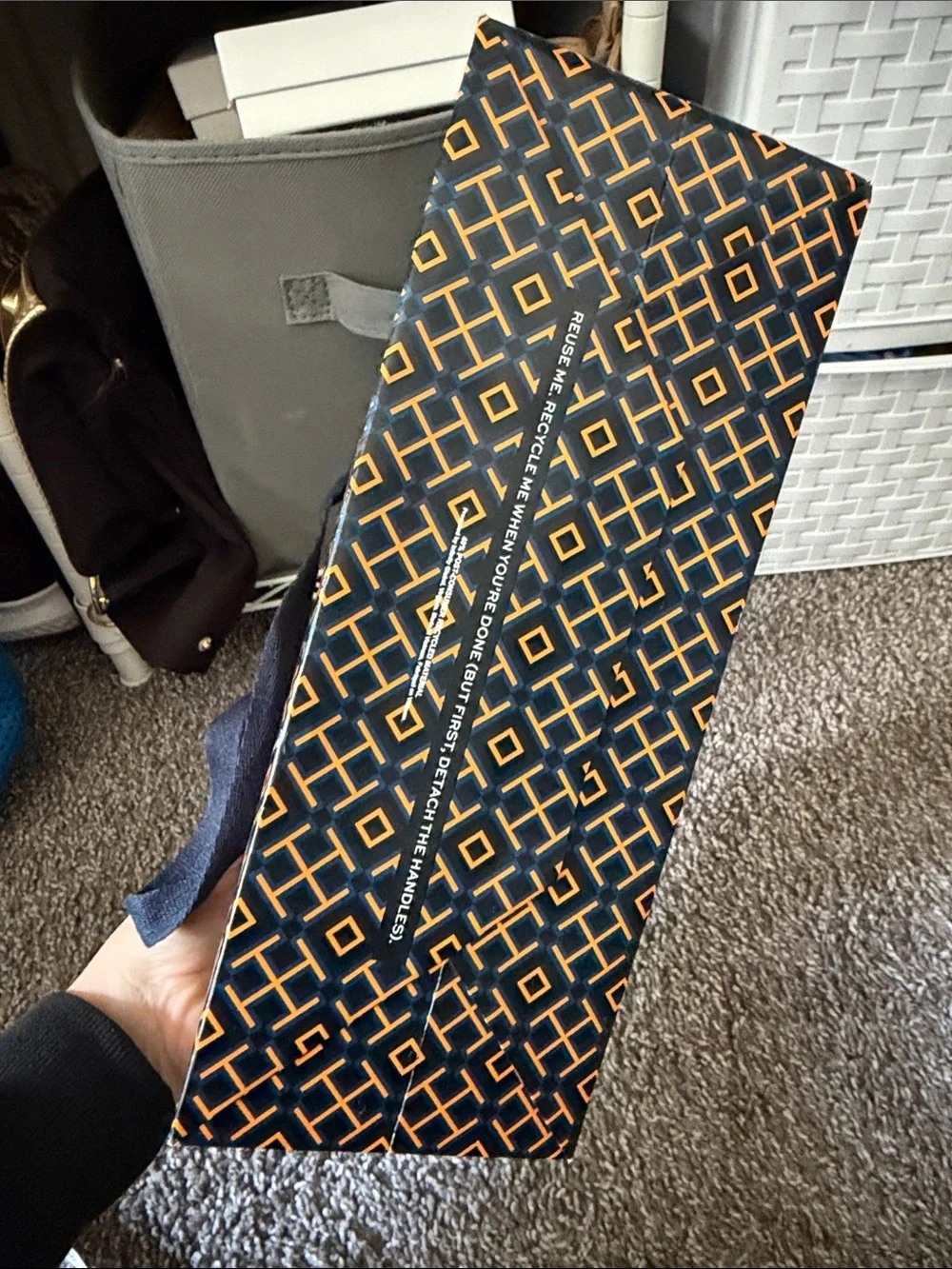 Tory Burch Navy Logo gift bag
